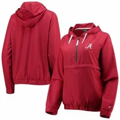 Colosseum Women's Crimson Alabama Crimson Tide Doodling Packable Anorak Half-Zip Hoodie Jacket