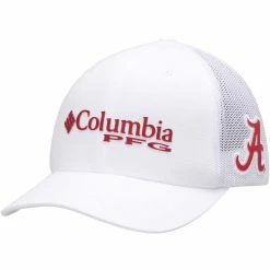 Men's Columbia White Alabama Crimson Tide Collegiate PFG Flex Hat