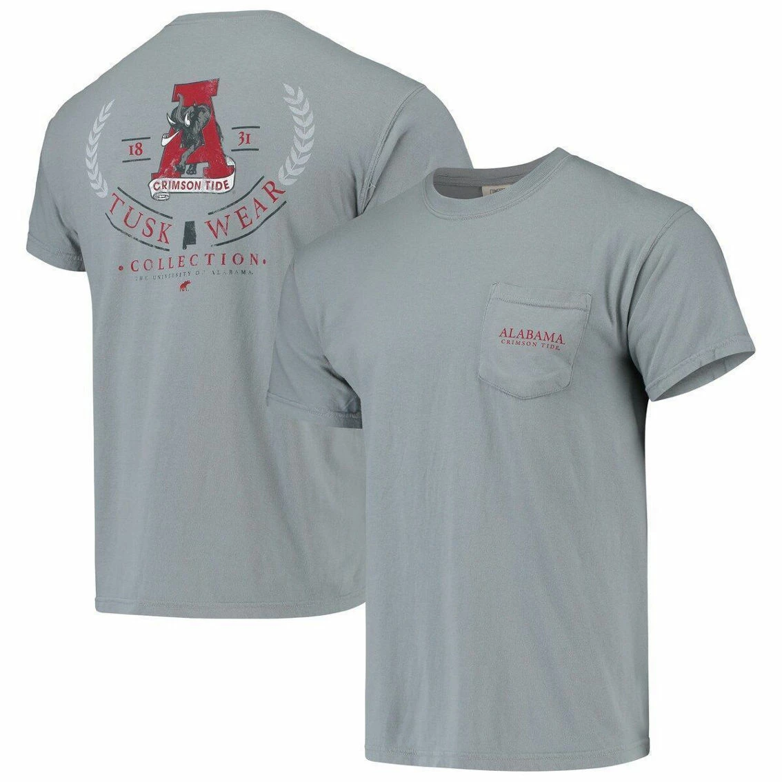 Tuskwear Men's Gray Alabama Crimson Tide Logo Arch Comfort Colors T-Shirt 3 Tuskwear Men's Gray Alabama Crimson Tide Logo Arch Comfort Colors T-Shirt