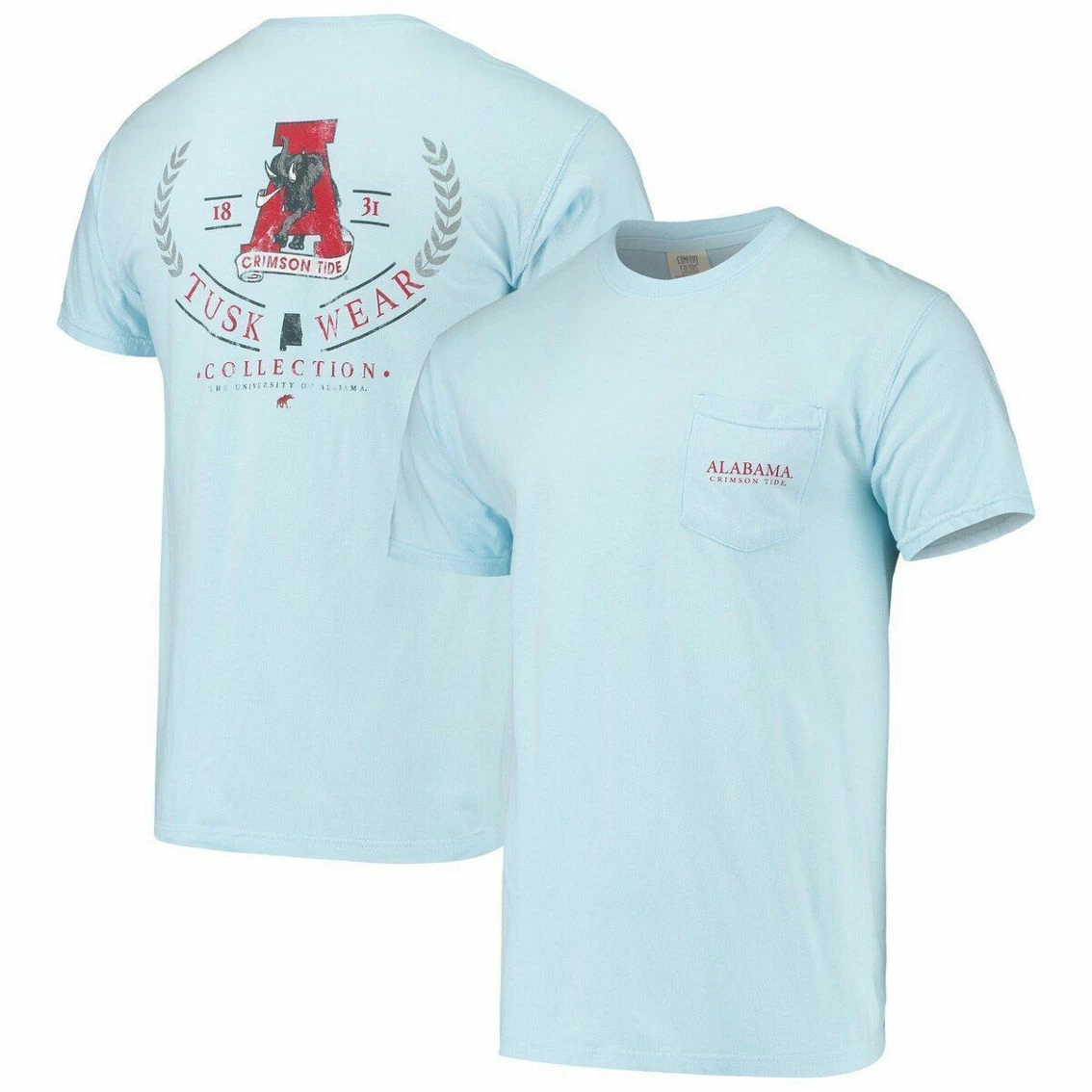 Tuskwear Men's Light Blue Alabama Crimson Tide Logo Arch Comfort Colors T-Shirt 3 Tuskwear Men's Light Blue Alabama Crimson Tide Logo Arch Comfort Colors T-Shirt