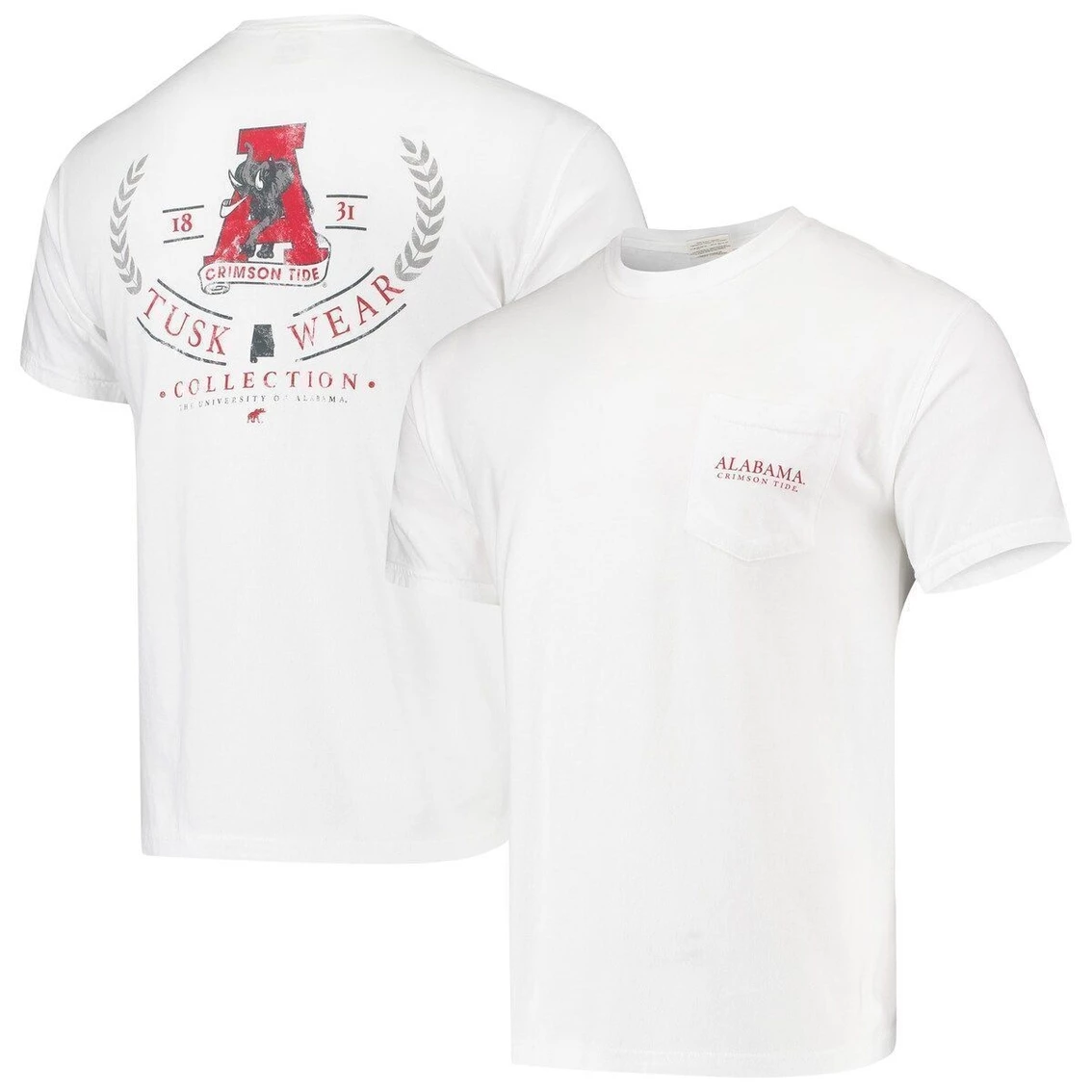 Tuskwear Men's White Alabama Crimson Tide Logo Arch Comfort Colors T-Shirt 3 Tuskwear Men's White Alabama Crimson Tide Logo Arch Comfort Colors T-Shirt