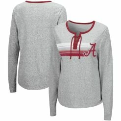 Colosseum Women's Heathered Gray Alabama Crimson Tide Sundial Tri-Blend Long Sleeve Lace-Up T-Shirt -Nike Sales Store DSCO1140228911 1927 ALT1