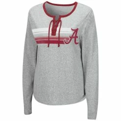 Colosseum Women's Heathered Gray Alabama Crimson Tide Sundial Tri-Blend Long Sleeve Lace-Up T-Shirt -Nike Sales Store DSCO1140228911 1927 ALT2
