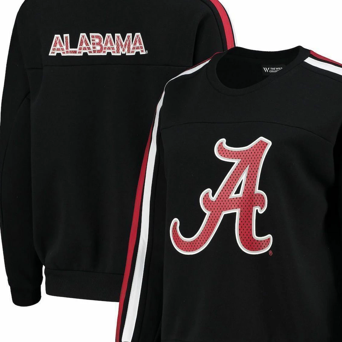 The Wild Collective Women's Black Alabama Crimson Tide Perforated Logo Pullover Sweatshirt 3 The Wild Collective Women's Black Alabama Crimson Tide Perforated Logo Pullover Sweatshirt