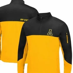 Colosseum Men's Black/Gold Appalachian State Mountaineers Triple Dog Dare Quarter-Zip Jacket