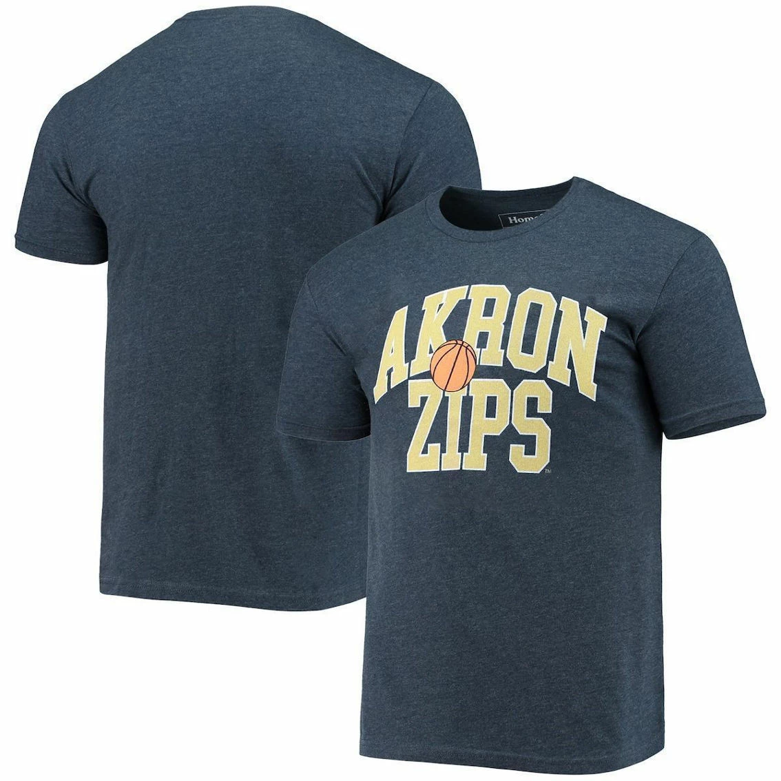 Homefield Men's Heathered Navy Akron Zips Vintage Basketball T-Shirt 3 Homefield Men's Heathered Navy Akron Zips Vintage Basketball T-Shirt