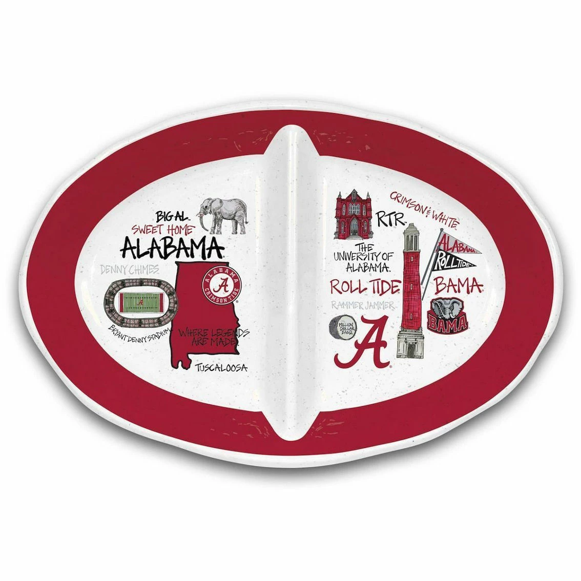 Magnolia Lane Alabama Crimson Tide Two-Section Melamine Platter 4 Magnolia Lane Alabama Crimson Tide Two-Section Melamine Platter - Image 2