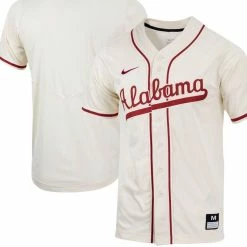 Nike Men's Natural Alabama Crimson Tide Replica Full-Button Baseball Jersey