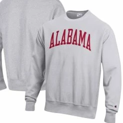 Champion Men's Heathered Gray Alabama Crimson Tide Big & Tall Reverse Weave Fleece Crewneck Pullover Sweatshirt