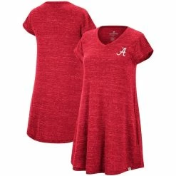 Women's Colosseum Heathered Crimson Alabama Crimson Tide Diary V-Neck T-Shirt Dress