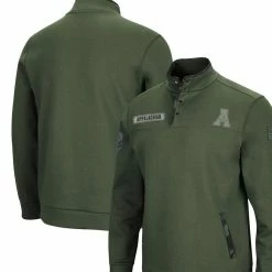 Colosseum Men's Olive Appalachian State Mountaineers OHT Military Appreciation Digital Camo Quarter-Snap Jacket