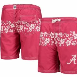 Wes & Willy Youth Crimson Alabama Crimson Tide Inset Floral Swim Trunk
