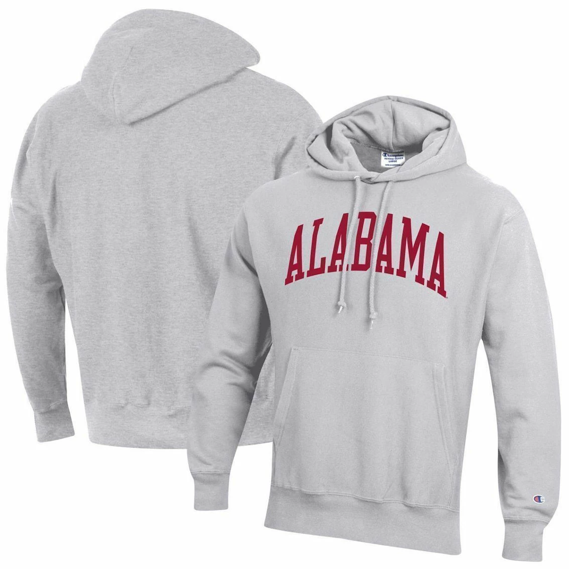 Champion Men's Heathered Gray Alabama Crimson Tide Big & Tall Reverse Weave Fleece Pullover Hoodie Sweatshirt 4 Champion Men's Heathered Gray Alabama Crimson Tide Big & Tall Reverse Weave Fleece Pullover Hoodie Sweatshirt - Image 2
