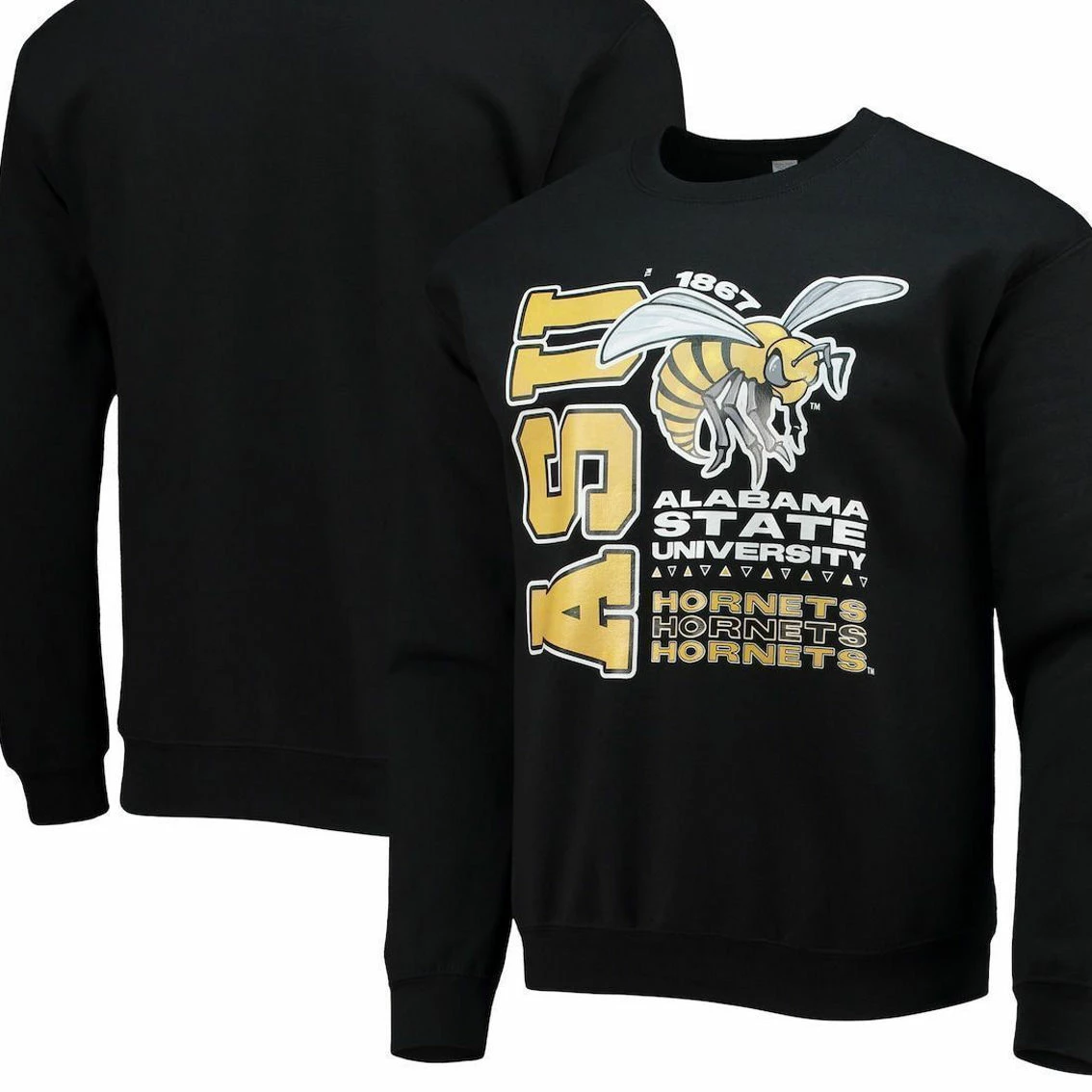 Tones Of Melanin Men's Black Alabama State Hornets Pullover Sweatshirt 4 Tones Of Melanin Men's Black Alabama State Hornets Pullover Sweatshirt - Image 2