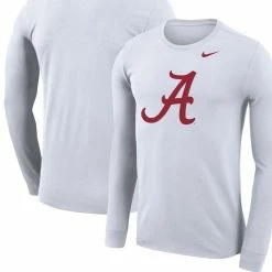 Nike Men's White Alabama Crimson Tide School Logo Performance Legend Long Sleeve T-Shirt