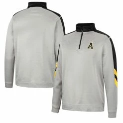 Colosseum Men's Gray/Black Appalachian State Mountaineers Bushwood Fleece Quarter-Zip Jacket -Nike Sales Store DSCO1145353304 CKZW ALT1