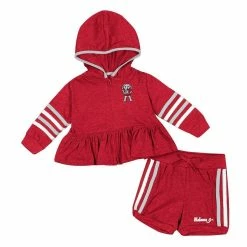 Colosseum Girls Infant Crimson Alabama Crimson Tide Spoonful Full-Zip Hoodie & Shorts Set