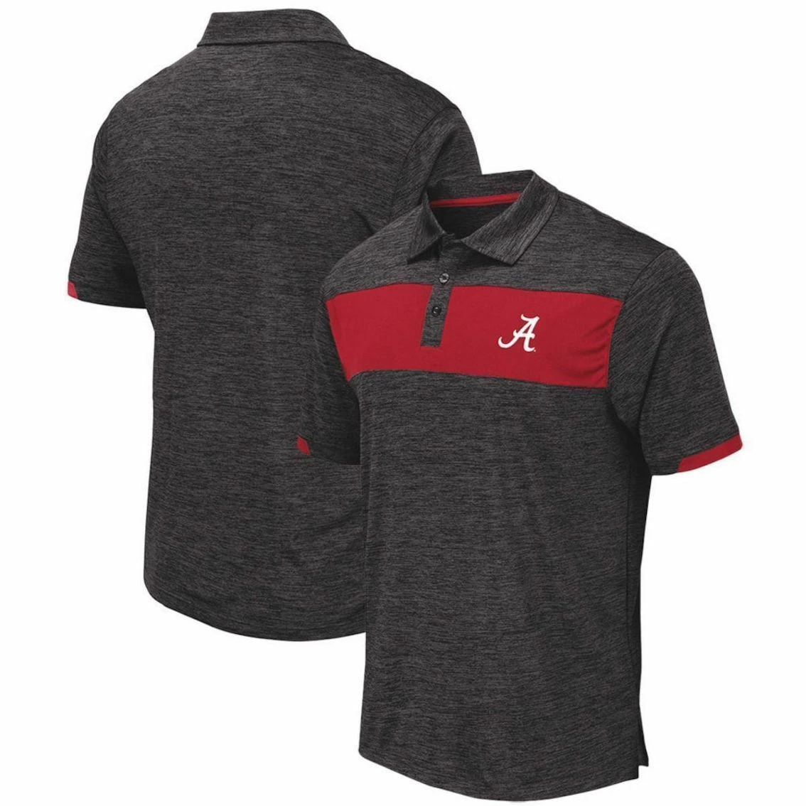 Colosseum Men's Black Alabama Crimson Tide Nelson Polo 3 Colosseum Men's Black Alabama Crimson Tide Nelson Polo