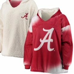 FOCO Crimson/White Alabama Crimson Tide Sherpa Big Logo Gradient Reversible Hoodeez