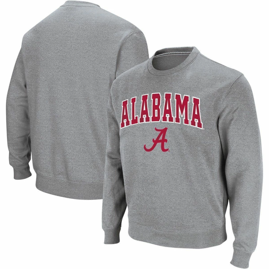 Colosseum Men's Heathered Gray Alabama Crimson Tide Arch & Logo Crew Neck Sweatshirt 4 Colosseum Men's Heathered Gray Alabama Crimson Tide Arch & Logo Crew Neck Sweatshirt - Image 2