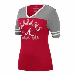 Colosseum Women's Crimson/Heathered Gray Alabama Crimson Tide There You Are V-Neck T-Shirt -Nike Sales Store DSCO1146831045 2840 ALT2