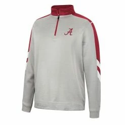 Colosseum Men's Gray/Crimson Alabama Crimson Tide Bushwood Fleece Quarter-Zip Jacket -Nike Sales Store DSCO1147016882 1927 ALT2