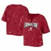 WEAR By Erin Andrews Women's Crimson Alabama Crimson Tide Bleach Wash Splatter Notch Neck T-Shirt -Nike Sales Store DSCO1147075759 2840