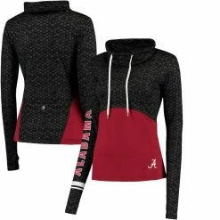 Colosseum Women's Black/Crimson Alabama Crimson Tide Scaled Cowl Neck Pullover Hoodie