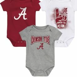 Outerstuff Infant Crimson/White/Heather Gray Alabama Crimson Tide Game On Three-Pack Bodysuit Set