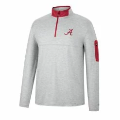 Colosseum Men's Heathered Gray/Crimson Alabama Crimson Tide Country Club Windshirt Quarter-Zip Jacket -Nike Sales Store DSCO1148301083 1927 ALT2