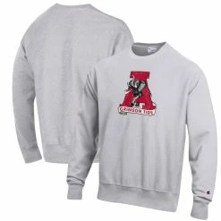 Champion Men's Heathered Gray Alabama Crimson Tide Vault Logo Reverse Weave Pullover Sweatshirt