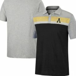 Colosseum Men's Black/Heathered Gray Appalachian State Mountaineers Caddie Polo