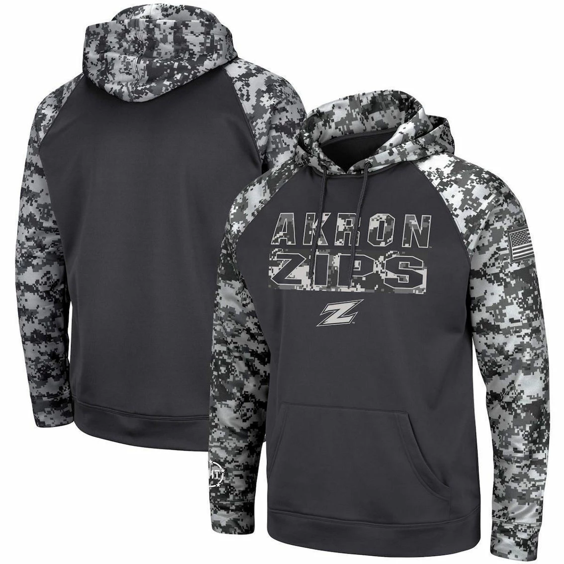Men's Colosseum Charcoal Akron Zips OHT Military Appreciation Digital Camo Pullover Hoodie 2 Men's Colosseum Charcoal Akron Zips OHT Military Appreciation Digital Camo Pullover Hoodie