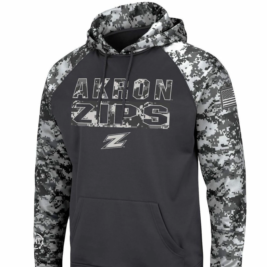 Men's Colosseum Charcoal Akron Zips OHT Military Appreciation Digital Camo Pullover Hoodie 4 Men's Colosseum Charcoal Akron Zips OHT Military Appreciation Digital Camo Pullover Hoodie - Image 3