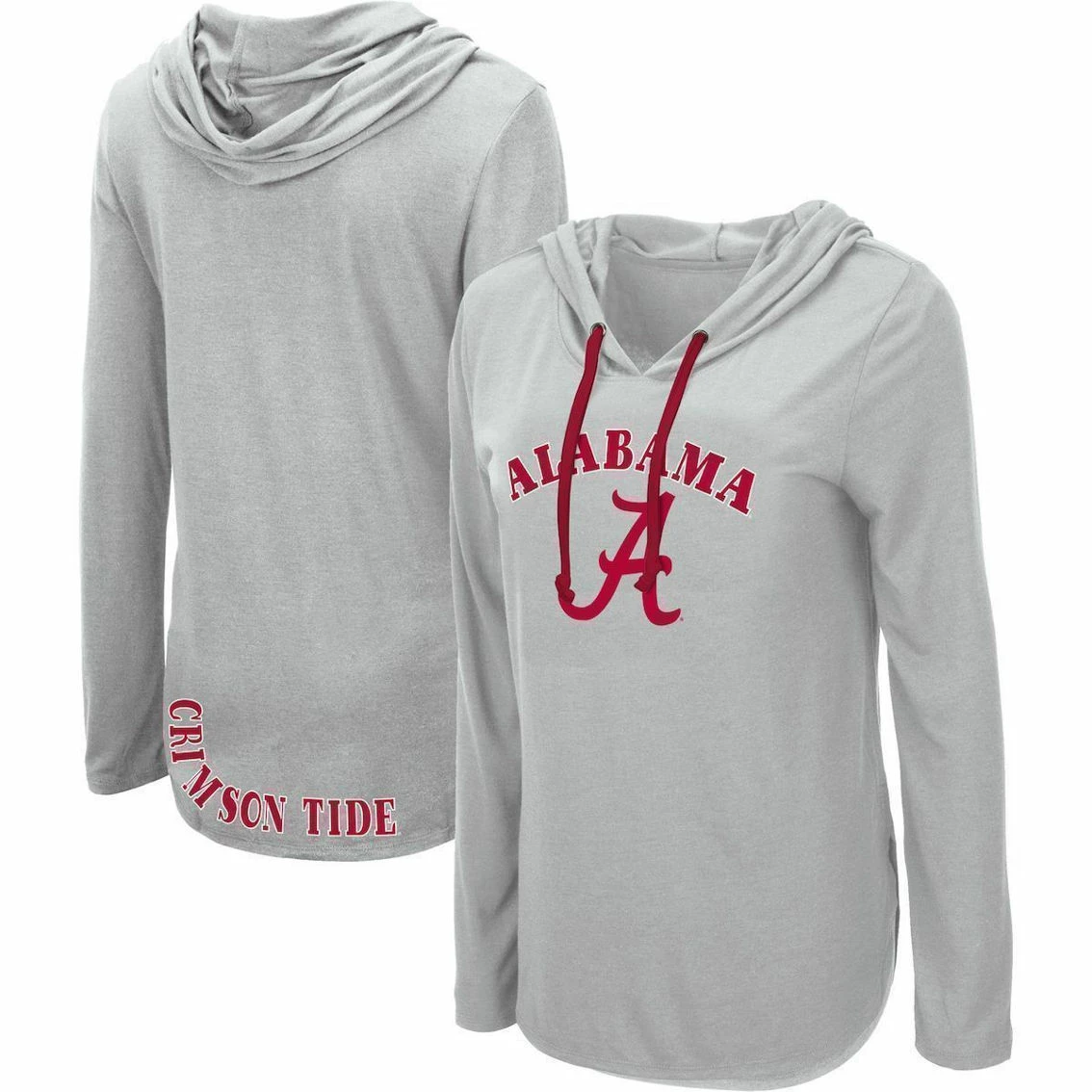 Colosseum Women's Heathered Gray Alabama Crimson Tide My Lover Long Sleeve Hoodie T-Shirt 3 Colosseum Women's Heathered Gray Alabama Crimson Tide My Lover Long Sleeve Hoodie T-Shirt