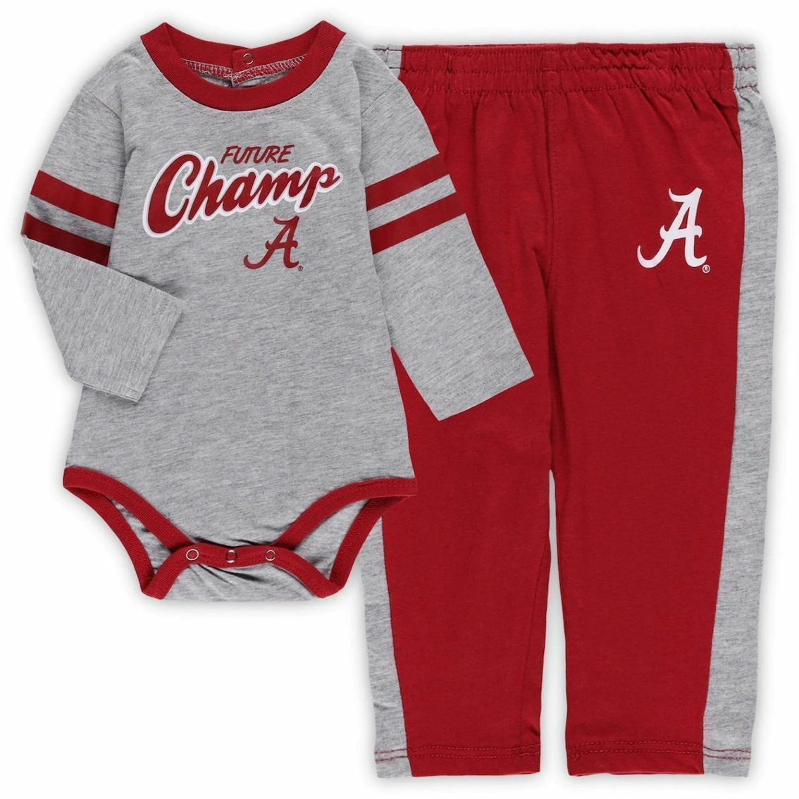 Outerstuff Newborn & Infant Heathered Gray/Crimson Alabama Crimson Tide Little Kicker Long Sleeve Bodysuit & Sweatpants Set 3 Outerstuff Newborn & Infant Heathered Gray/Crimson Alabama Crimson Tide Little Kicker Long Sleeve Bodysuit & Sweatpants Set