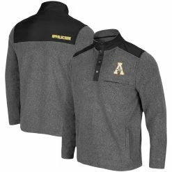 Colosseum Men's Heathered Charcoal/Black Appalachian State Mountaineers Huff Snap Pullover