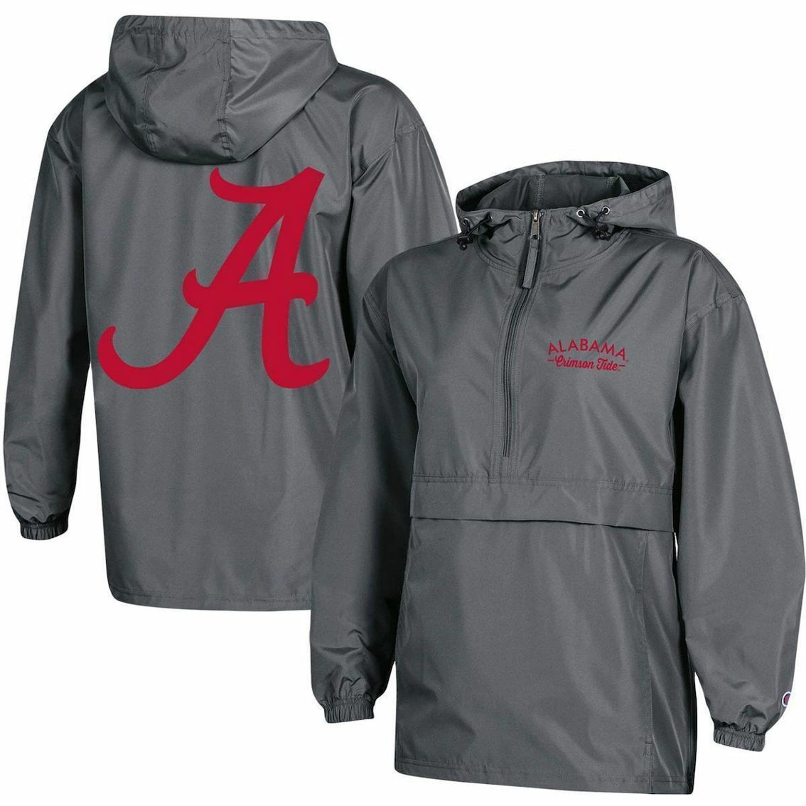 Women's Champion Charcoal Alabama Crimson Tide Packable Half-Zip Light Rain Jacket 3 Women's Champion Charcoal Alabama Crimson Tide Packable Half-Zip Light Rain Jacket