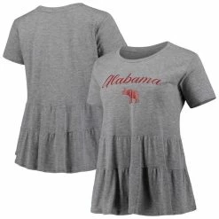 Boxercraft Women's Gray Alabama Crimson Tide Willow Ruffle-Bottom T-Shirt
