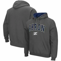 Nike Sales 10 Colosseum Men's Charcoal Akron Zips Arch And Logo Pullover Hoodie