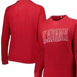 Women's Pressbox Crimson Alabama Crimson Tide Surf Plus Size Southlawn Waffle-Knit Thermal Tri-Blend Long Sleeve T-Shirt