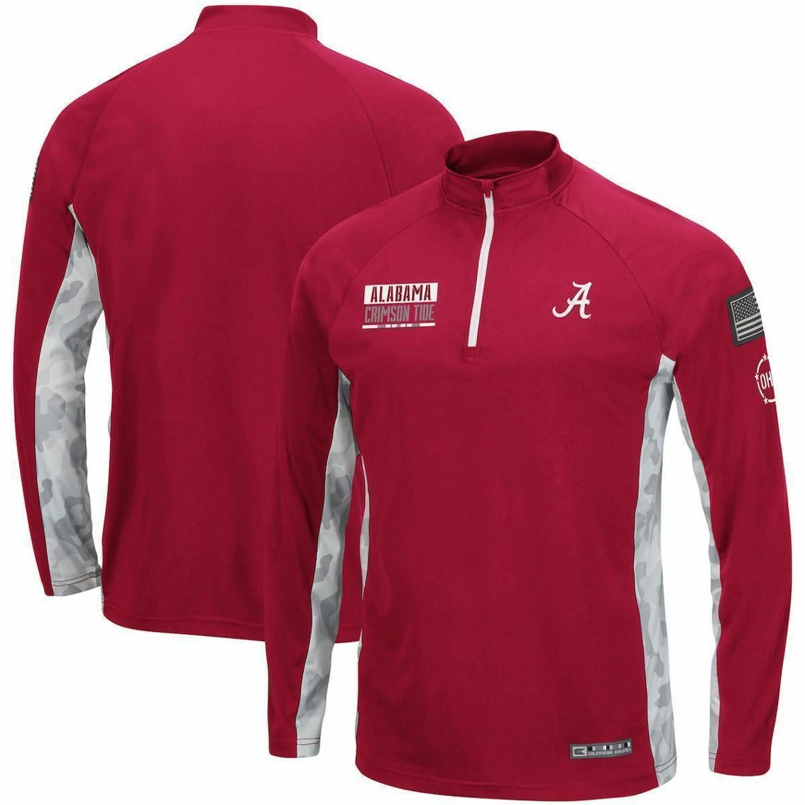 Colosseum Men's Crimson Alabama Crimson Tide OHT Military Appreciation Snow Cruise Raglan 1/4-Zip Jacket 4 Colosseum Men's Crimson Alabama Crimson Tide OHT Military Appreciation Snow Cruise Raglan 1/4-Zip Jacket - Image 2