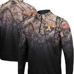 Nike Sales 26 Men's Colosseum Black Appalachian State Mountaineers Mossy Oak Fleet II Quarter-Zip Jacket