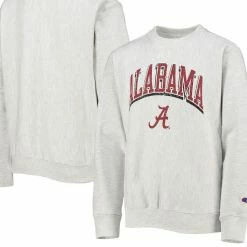 Champion Youth Heathered Gray Alabama Crimson Tide Reverse Weave Pullover Sweatshirt