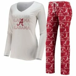 Concepts Sport Women's Crimson/White Alabama Crimson Tide Flagship Long Sleeve T-Shirt & Pants Sleep Set