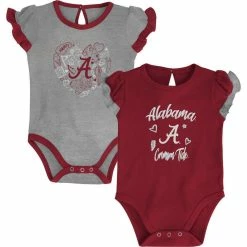 Outerstuff Girls Newborn & Infant Crimson/Heather Gray Alabama Crimson Tide Too Much Love Two-Piece Bodysuit Set