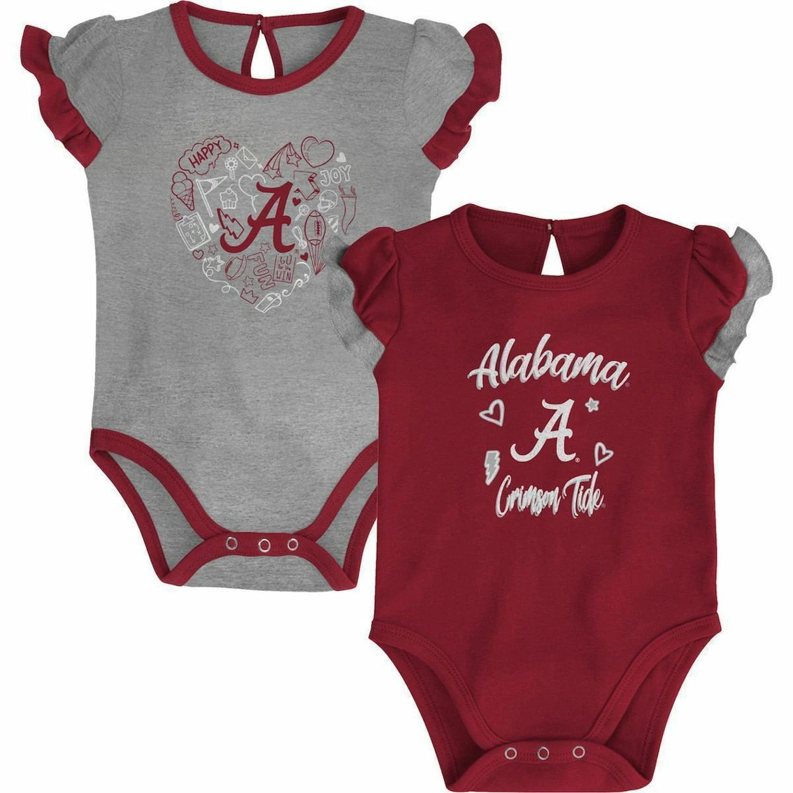 Outerstuff Girls Newborn & Infant Crimson/Heather Gray Alabama Crimson Tide Too Much Love Two-Piece Bodysuit Set 3 Outerstuff Girls Newborn & Infant Crimson/Heather Gray Alabama Crimson Tide Too Much Love Two-Piece Bodysuit Set
