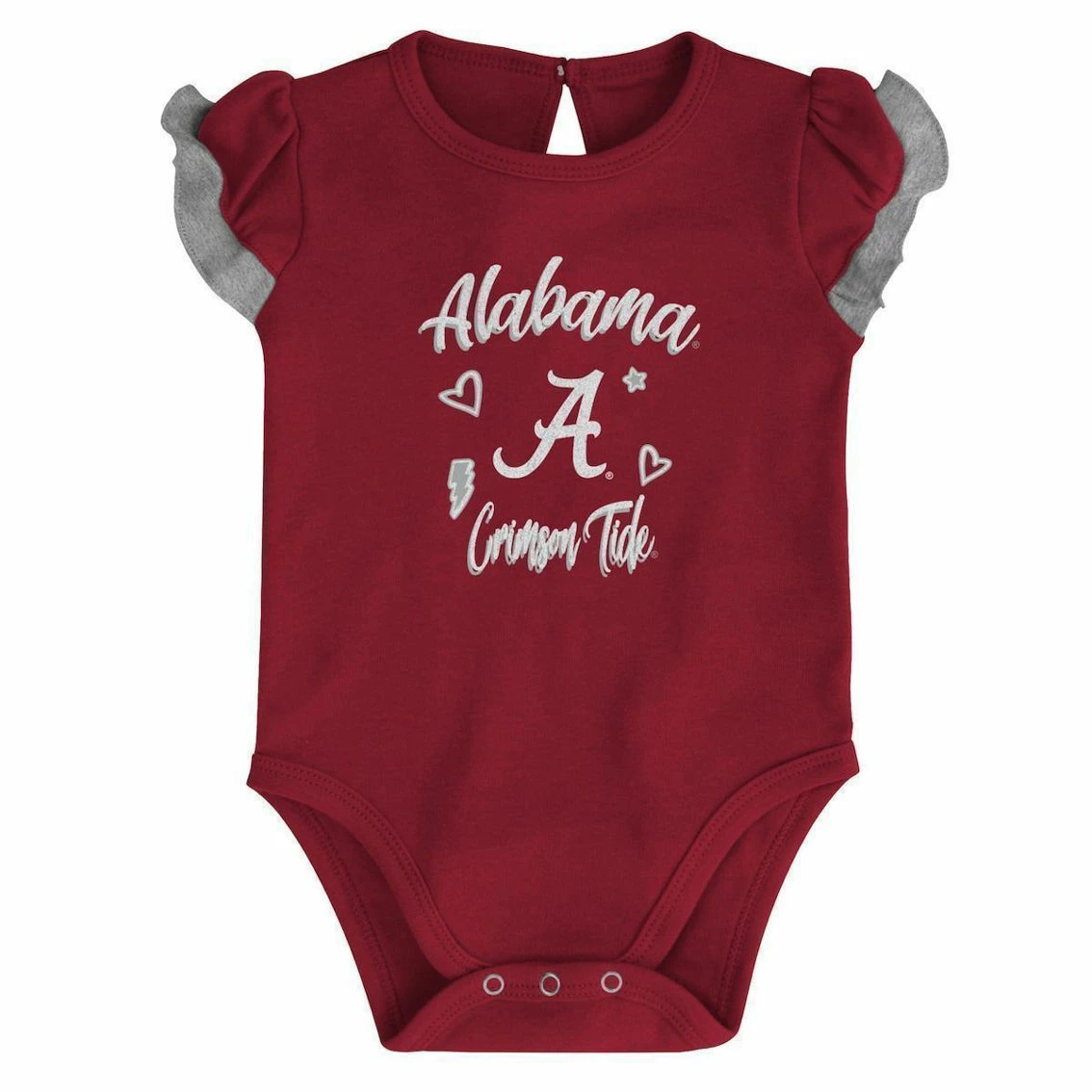 Outerstuff Girls Newborn & Infant Crimson/Heather Gray Alabama Crimson Tide Too Much Love Two-Piece Bodysuit Set 5 Outerstuff Girls Newborn & Infant Crimson/Heather Gray Alabama Crimson Tide Too Much Love Two-Piece Bodysuit Set - Image 3