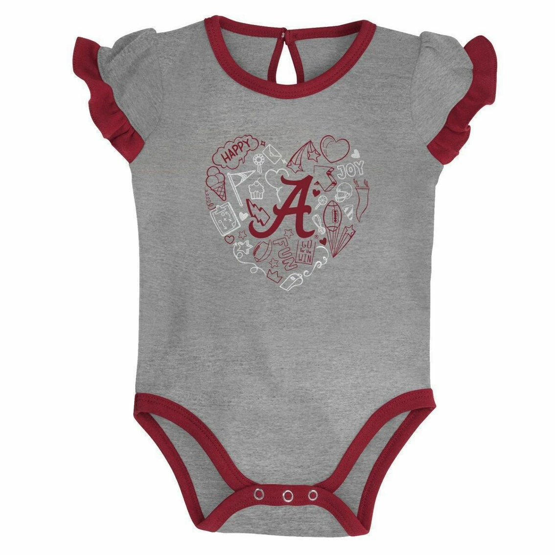 Outerstuff Girls Newborn & Infant Crimson/Heather Gray Alabama Crimson Tide Too Much Love Two-Piece Bodysuit Set 6 Outerstuff Girls Newborn & Infant Crimson/Heather Gray Alabama Crimson Tide Too Much Love Two-Piece Bodysuit Set - Image 4