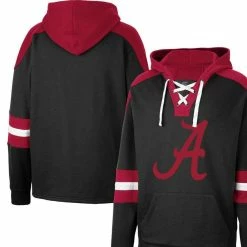 Men's Colosseum Black Alabama Crimson Tide Lace-Up 4.0 Pullover Hoodie -Nike Sales Store DSCO1151351659 1007 ALT1